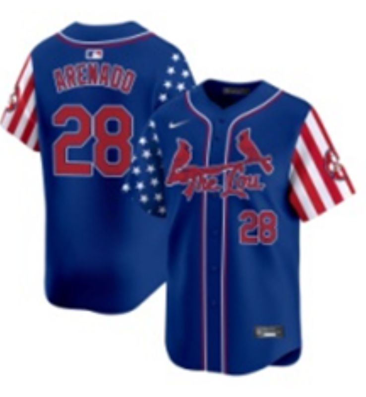 Men 2025 St.Louis Cardinals #28 Arenado Blue a generation of national flags Joint Name Nike MLB Jersey style 5->st.louis cardinals->MLB Jersey